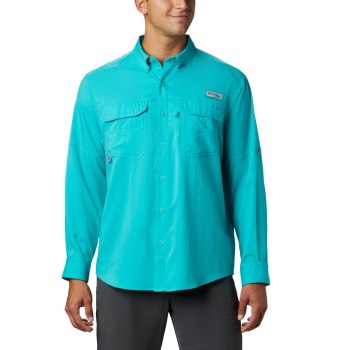 Columbia Overhemd Heren, PFG Blood and Guts III Long Sleeve Woven LichtTurquoise, 63DMAVBLE